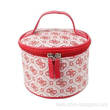 Fabric cosmetic bags with double puller and zipper closure